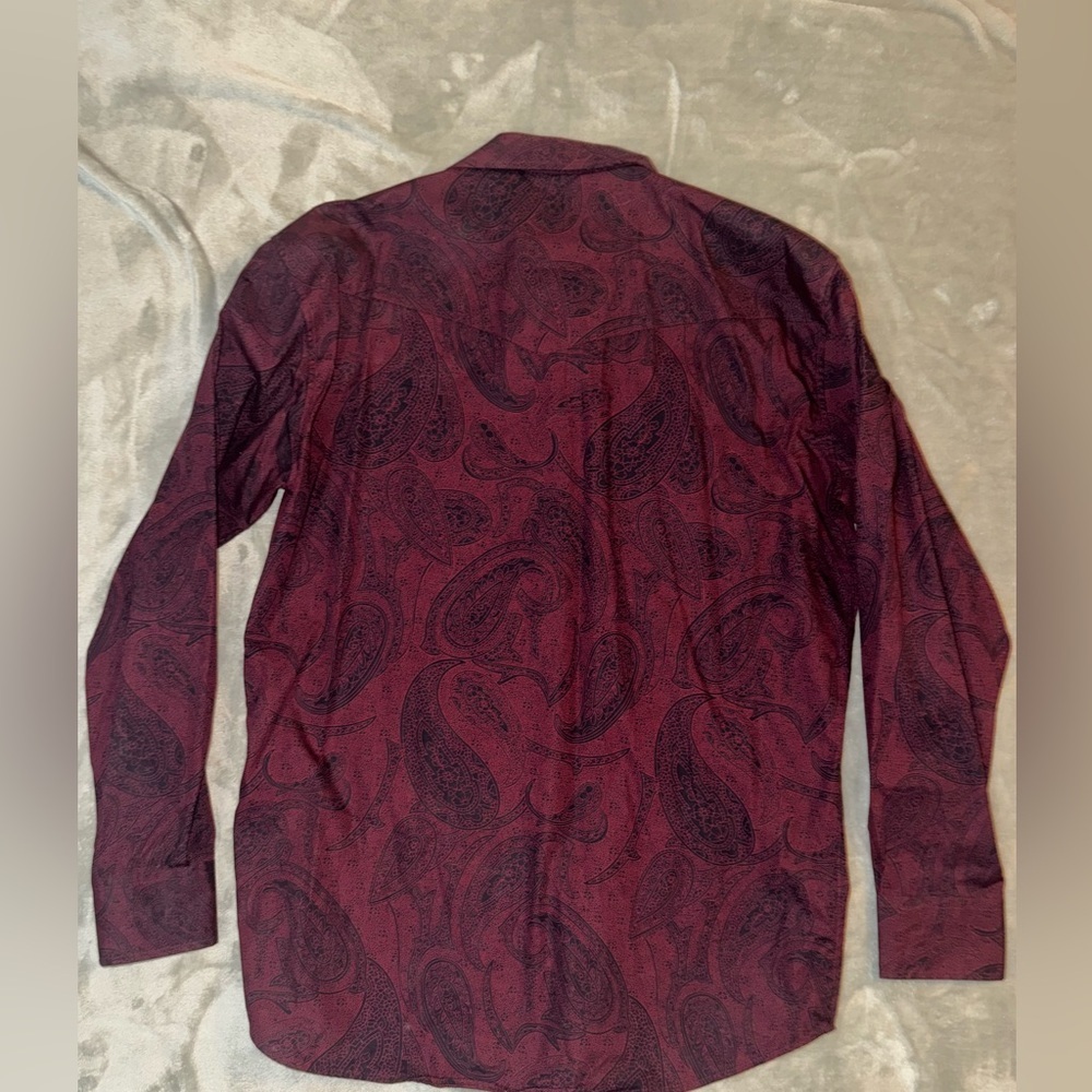 Larry Mahan Burgundy Paisley Pearl Snap Shirt - Picture 3 of 5